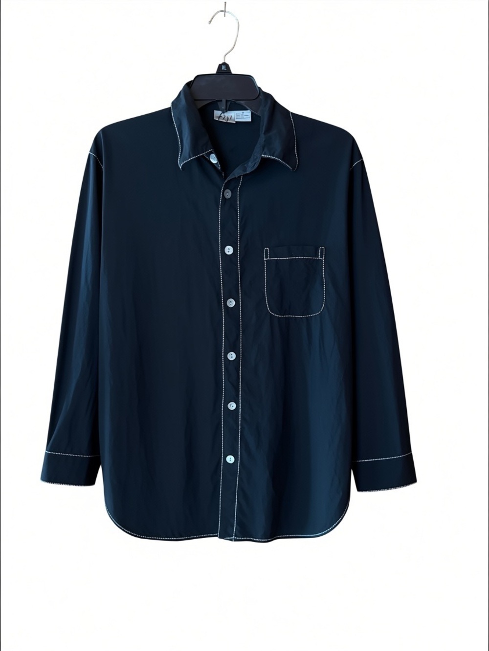 Y2K Figi 100% Silk Contrast-Stitch Button Down Shirt